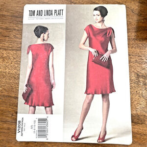 Vogue Sewing Pattern V1208 Designer Tom Linda Platt 2010 Cocktail Dress Sz 6-12